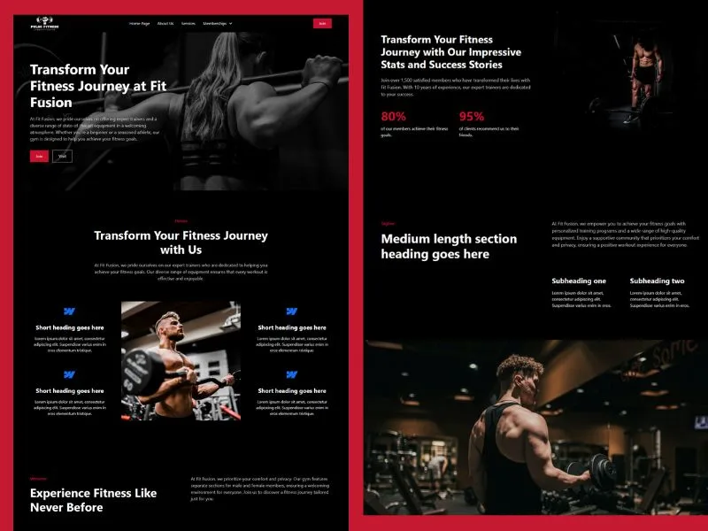 Gym center business website